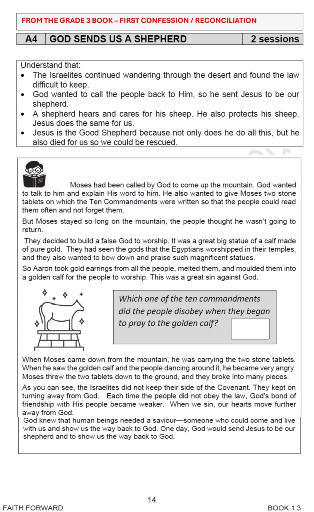 Exemplar page 1 from Grade 3 book 'First Confession / Reconciliation'